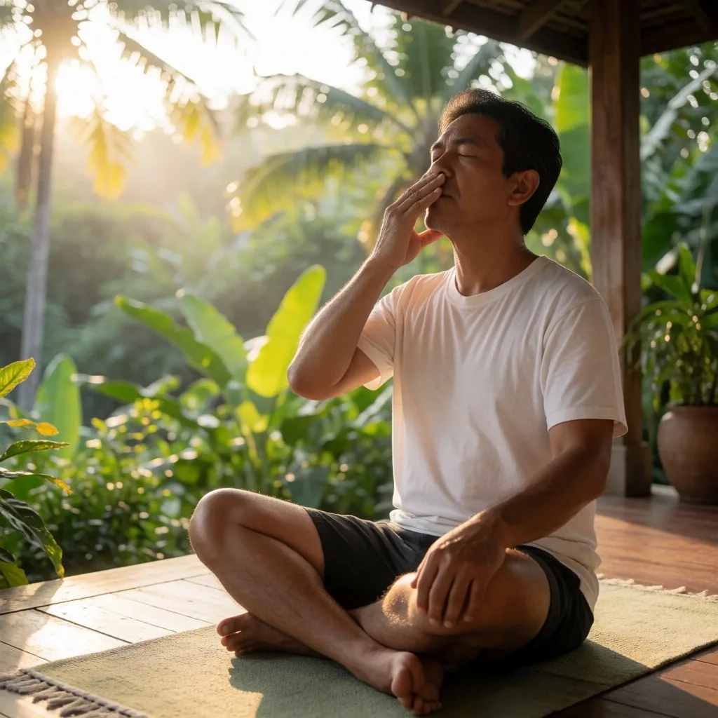 Man practicing holistic wellness outdoors