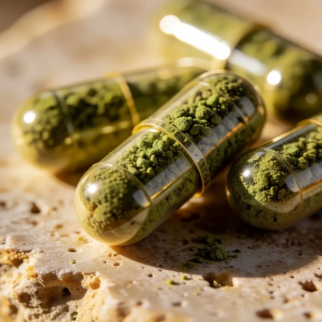 Natural botanical capsules on stone