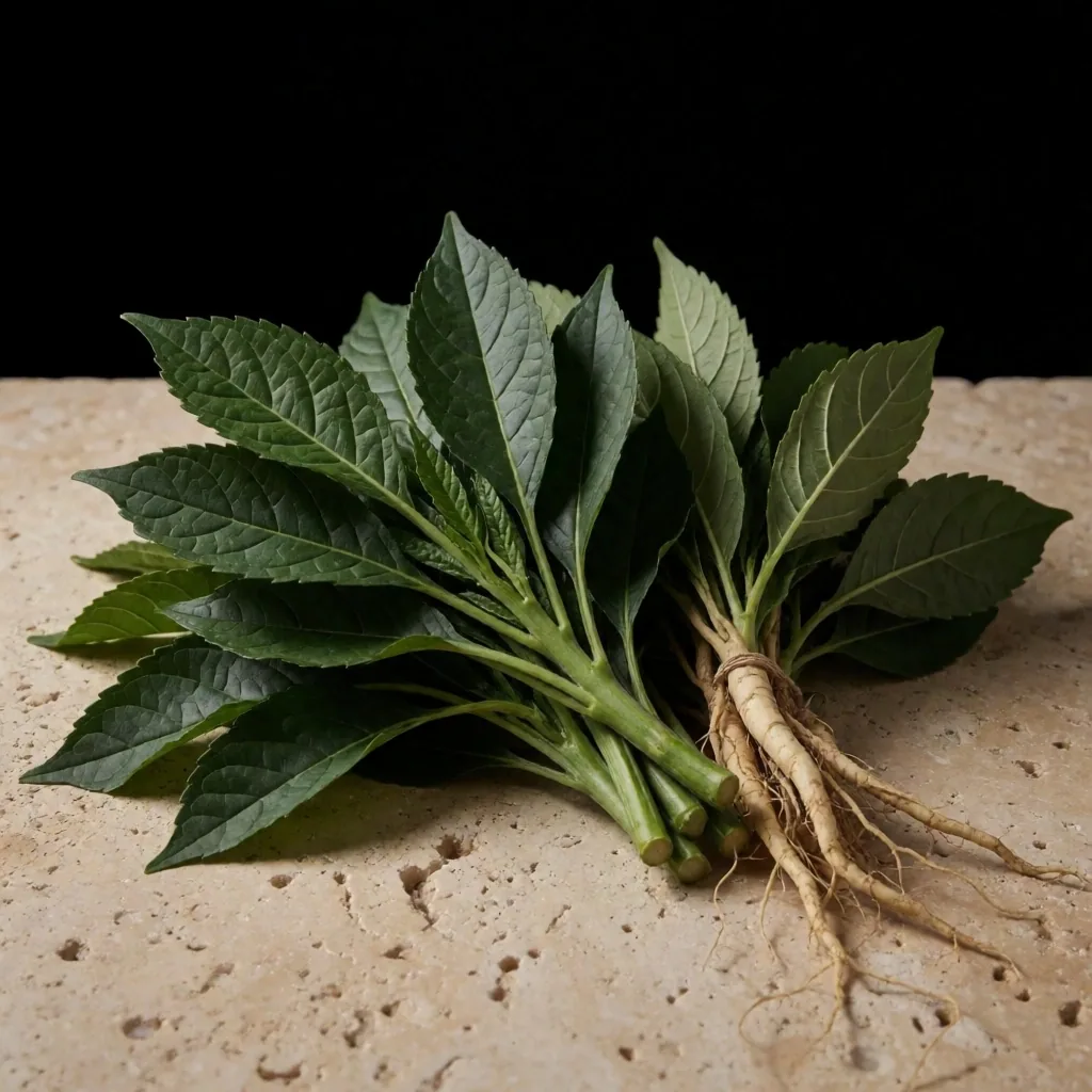 Botanical wellness ingredients arranged on stone