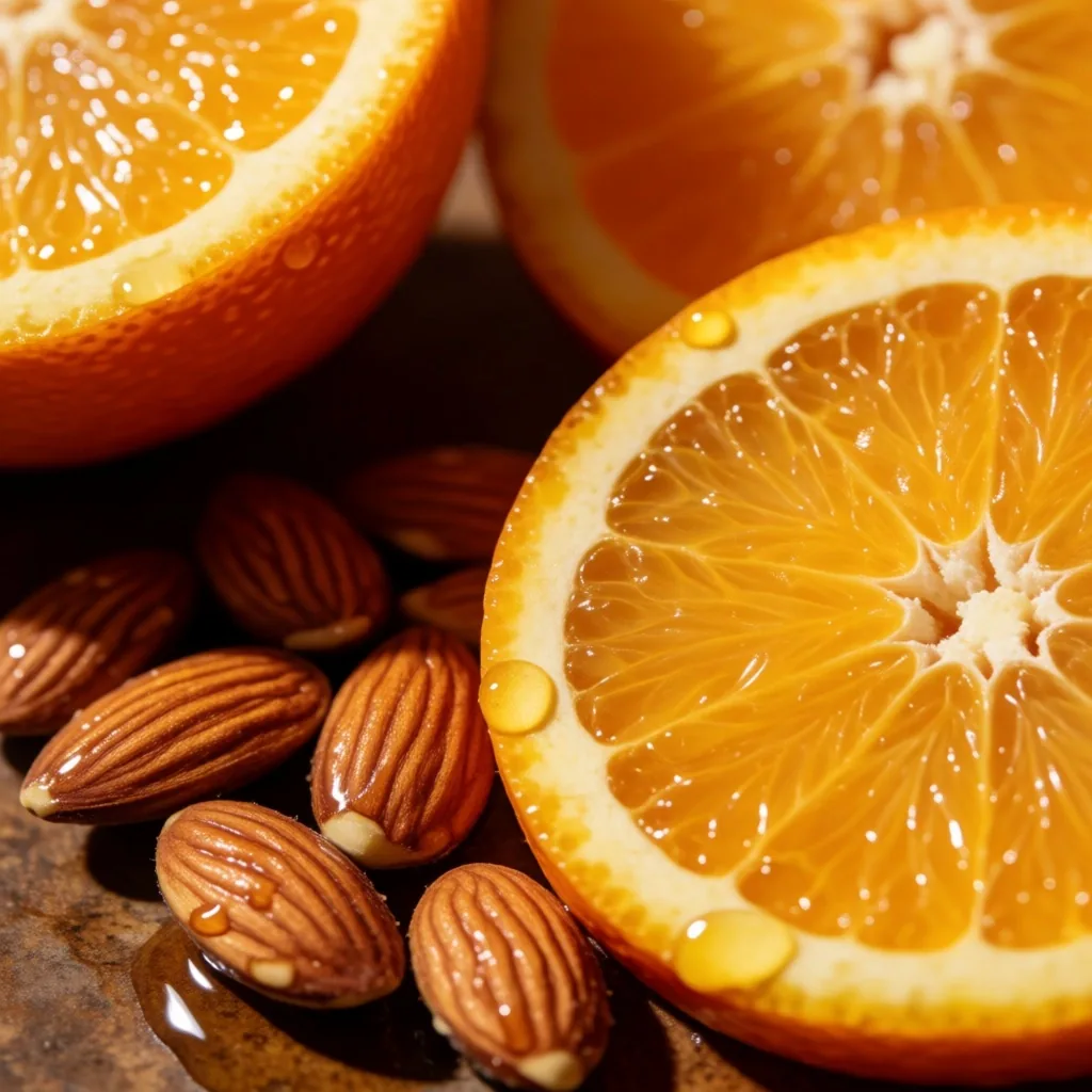 Vitamin C and E rich foods on stone